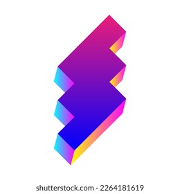 Forma isométrica con un icono de degradado de color. Vector de icono geométrico abstracto moderno aislado en fondo blanco.