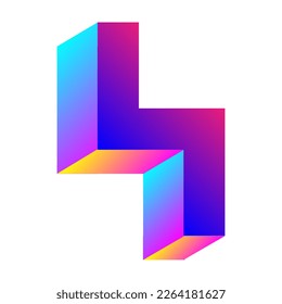 Forma isométrica con un icono de degradado de color. Vector de icono geométrico abstracto moderno aislado en fondo blanco.