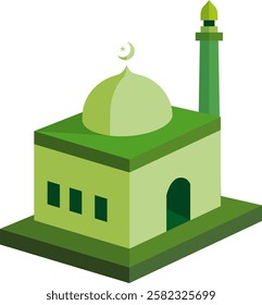 Isometric shape of a green mosque image