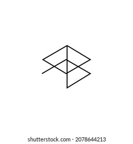 Isometric shape made of line black lines