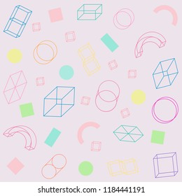 Isometric shapes in pastel colors vector pattern illustration.