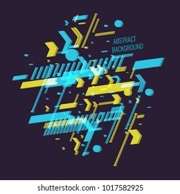 Isometric shapes in space. Trendy abstract background. Vector illustration