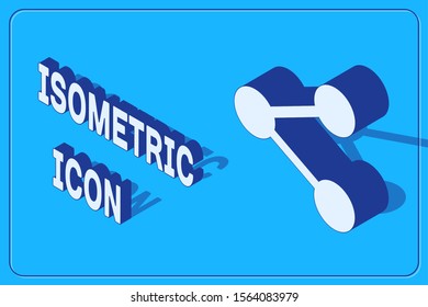 Isometric Share icon isolated on blue background. Share, sharing, communication pictogram, social media, connection, network, distribute sign.  Vector Illustration