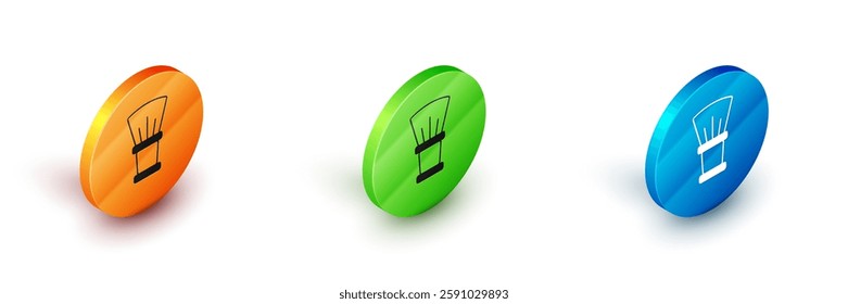 Isometric Shaving brush icon isolated on white background. Barbershop symbol. Circle button. Vector