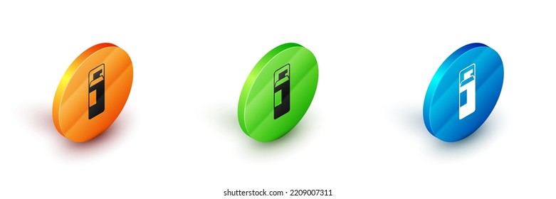 Isometric Shaving gel foam icon isolated on white background. Shaving cream. Circle button. Vector
