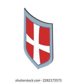 Escudo isométrico con icono cruzado 3d ilustración vectorial