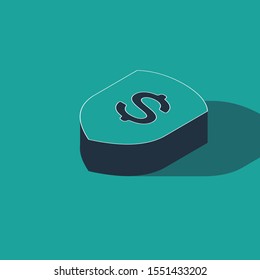 Isometric Shield and dollar icon isolated on green background. Security shield protection. Money security concept.  Vector Illustration