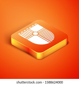 Isometric Shield for game icon isolated on orange background.  Vector Illustration