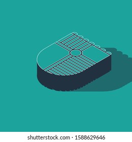 Isometric Shield for game icon isolated on green background.  Vector Illustration