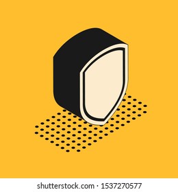 Isometric Shield icon isolated on yellow background. Guard sign.  Vector Illustration