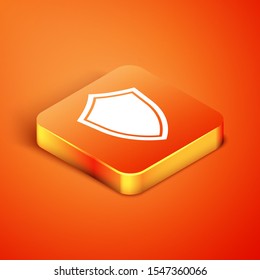 Isometric Shield icon isolated on orange background. Guard sign.  Vector Illustration