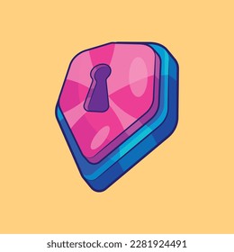 Isometric Shield with Key Hole Vector Illustration