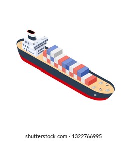 Isometric ship container vessel industrial cargo transport