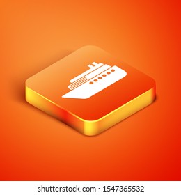 Isometric Ship icon isolated on orange background.  Vector Illustration