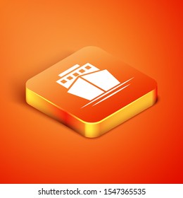 Isometric Ship icon isolated on orange background.  Vector Illustration