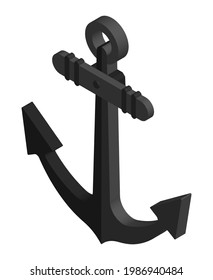 isometric ship metal anchor. Safe anchorage of ships in port. 3d Vector