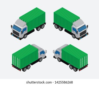 Isometric Shipping Container Truck Vector