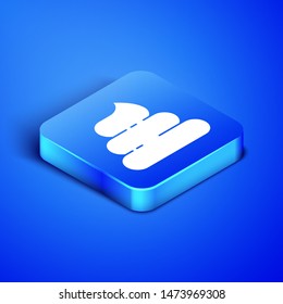 Isometric Shit icon isolated on blue background. Blue square button. Vector Illustration