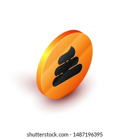 Isometric Shit icon isolated on white background. Orange circle button. Vector Illustration