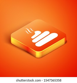 Isometric Shit icon isolated on orange background.  Vector Illustration