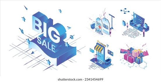 Isometric Shop: Big Sale, Gift Voucher, Shopping Online 