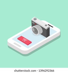 Isometric shop  Isometric camera on the mobile phone