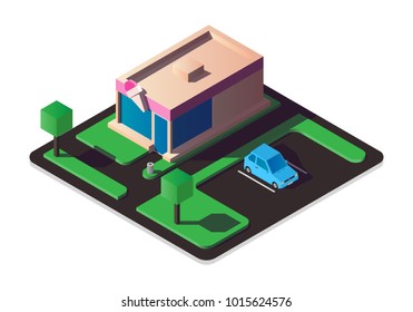 Isometric shop with parking