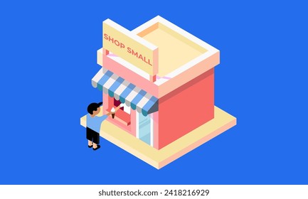 isometric shop, shop small business Saturday