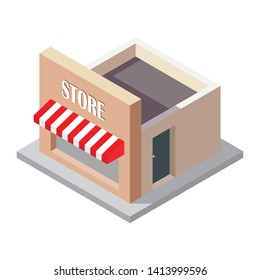 Isometric shop vector illustration isolated on white background