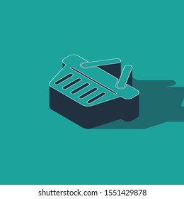 Isometric Shopping basket icon isolated on green background.  Vector Illustration