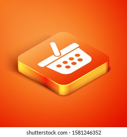 Isometric Shopping basket icon isolated on orange background. Online buying concept. Delivery service sign. Shopping cart symbol.  Vector Illustration