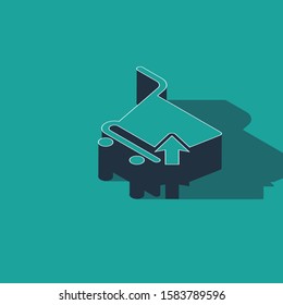 Isometric Shopping cart with cursor icon isolated on green background. Online buying concept. Delivery service sign. Supermarket basket symbol.  Vector Illustration