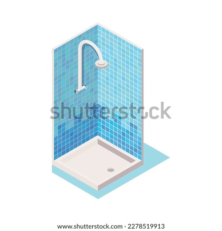Isometric shower unit icon on white background 3d vector illustration