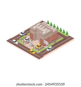 Isometric showroom building illustrated in vector