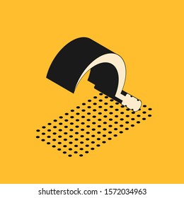 Isometric Sickle icon isolated on yellow background. Reaping hook sign.  Vector Illustration