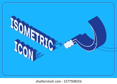 Isometric Sickle icon isolated on blue background. Reaping hook sign.  Vector Illustration