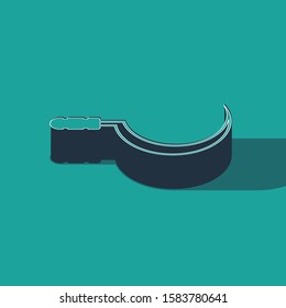 Isometric Sickle icon isolated on green background. Reaping hook sign.  Vector Illustration