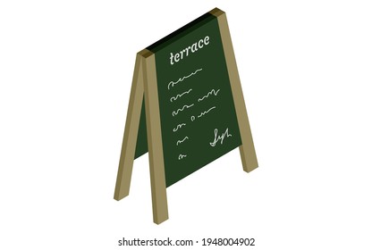 Isometric, a signboard for a cafe with terrace seats