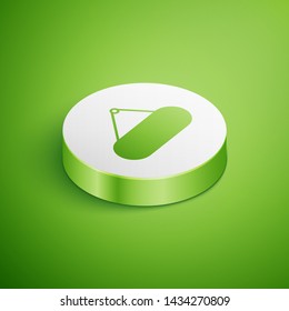Isometric Signboard hanging icon isolated on green background. Suitable for advertisements bar, cafe, pub, restaurant. White circle button. Vector Illustration 