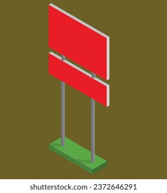 isometric signboard test vector design illustration