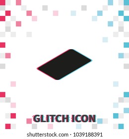 Isometric sim card case  glitch effect vector icon.