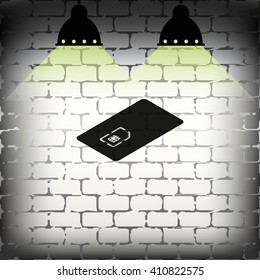 Isometric sim card case illustration.