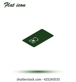 Isometric sim card case illustration.