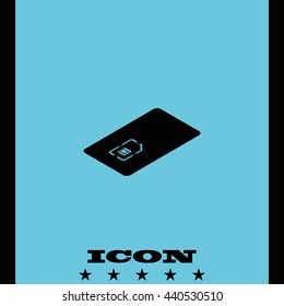 Isometric sim card case illustration.
