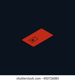 Isometric sim card case illustration.