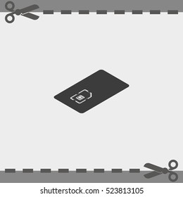 Isometric sim card case illustration.