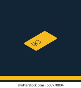 Isometric sim card case illustration.