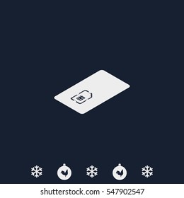 Isometric sim card case illustration.