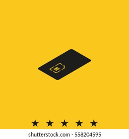 Isometric sim card case illustration.