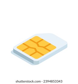 isometric sim card, in color on a white background, mobile operator or cellular connection